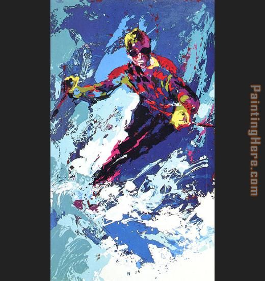 Skier painting - Leroy Neiman Skier art painting